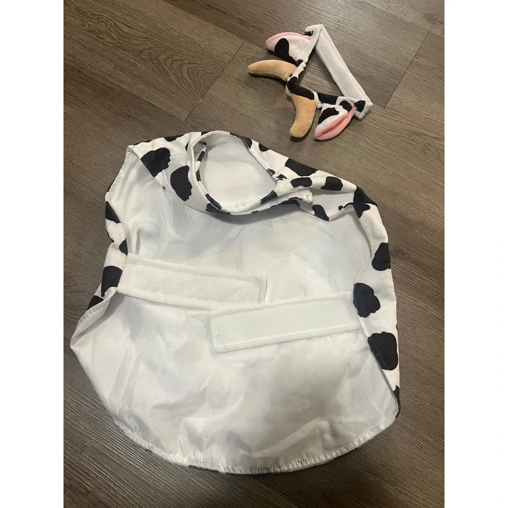 Happy Camper Cow Costume Set‎ Plush Bubble Body Headband and Tail White Black L